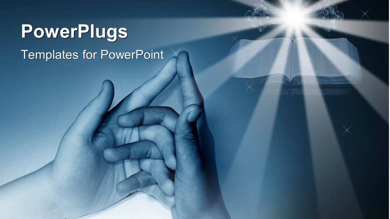 Two Hands with a Holy Book in the Background