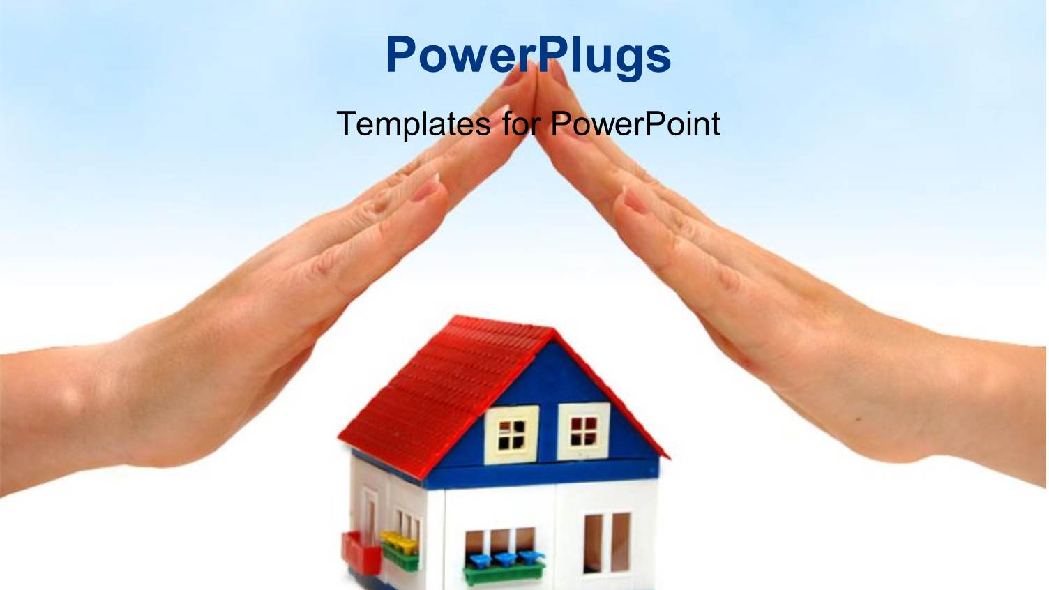 Two Hands with a Toy House in the Middle