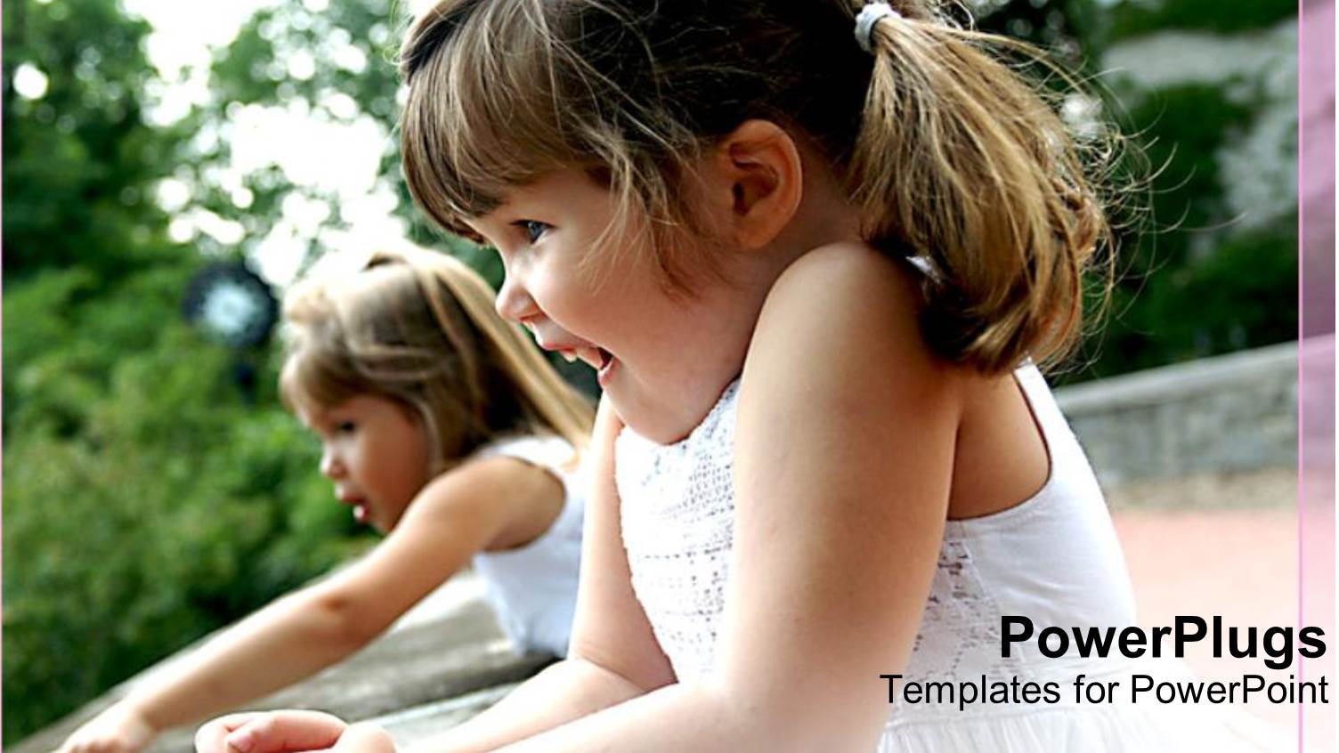 Two Happy Girls Laughing and Pointing, Children, Kids