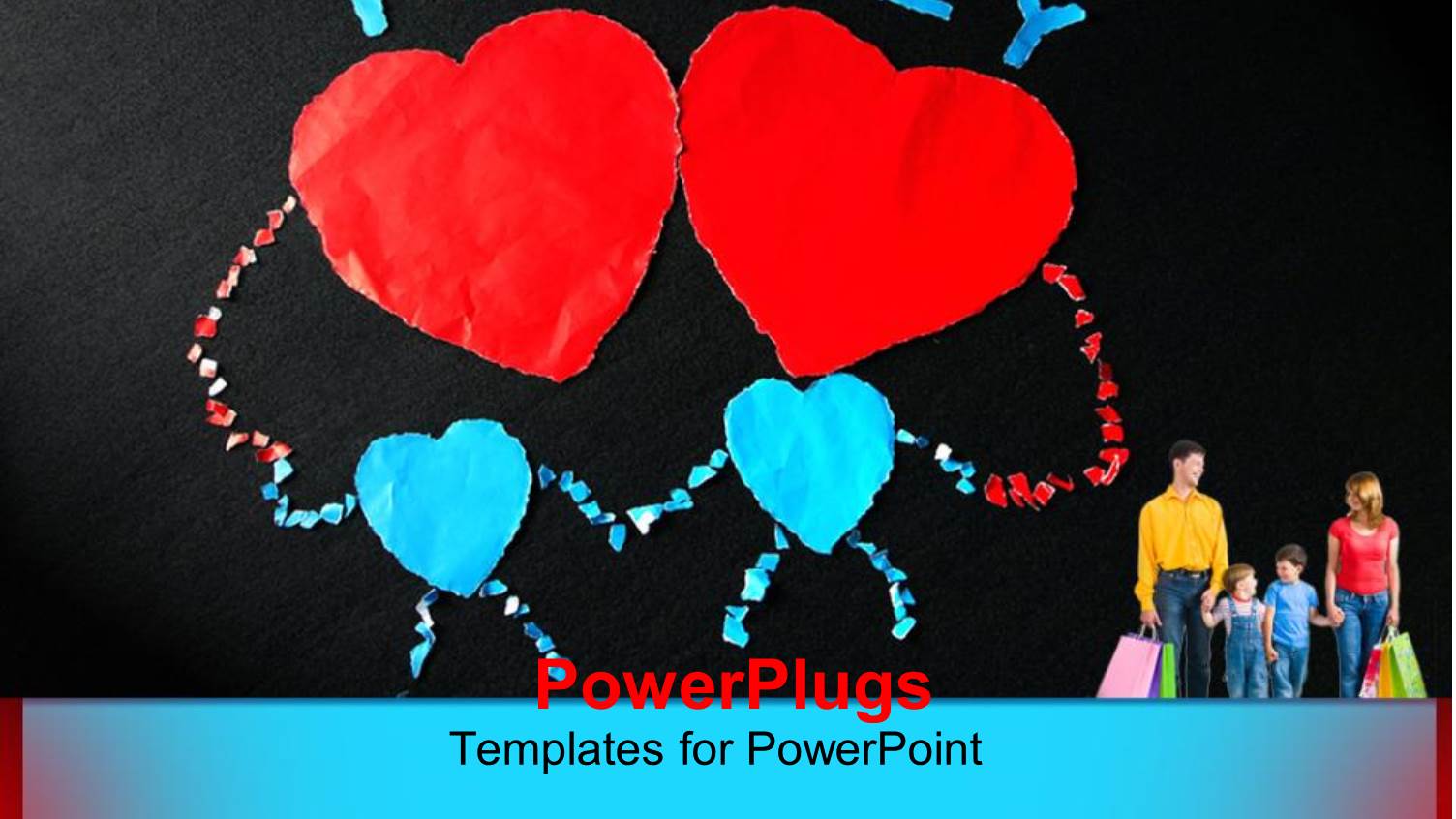 Two Hearts with Blackish Background and the Word Family