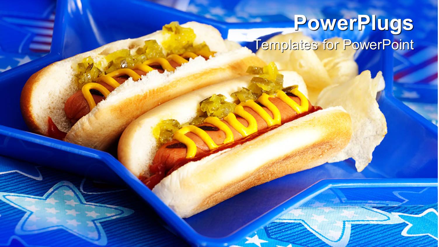 Two Hot Dogs with Bluish Background