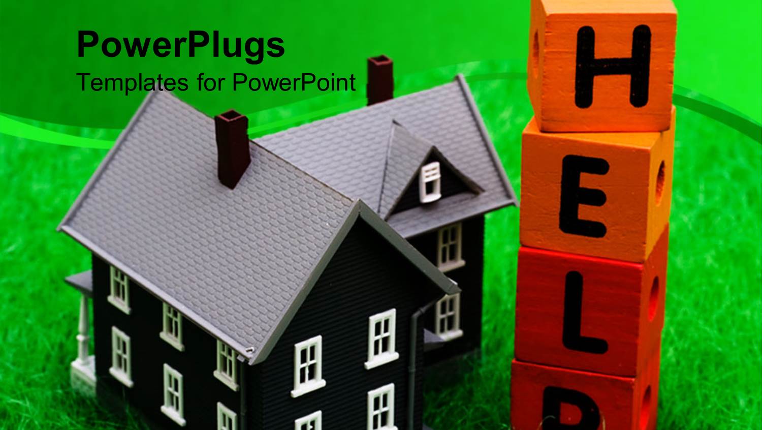 Two Houses and 4 Blocks Saying Help