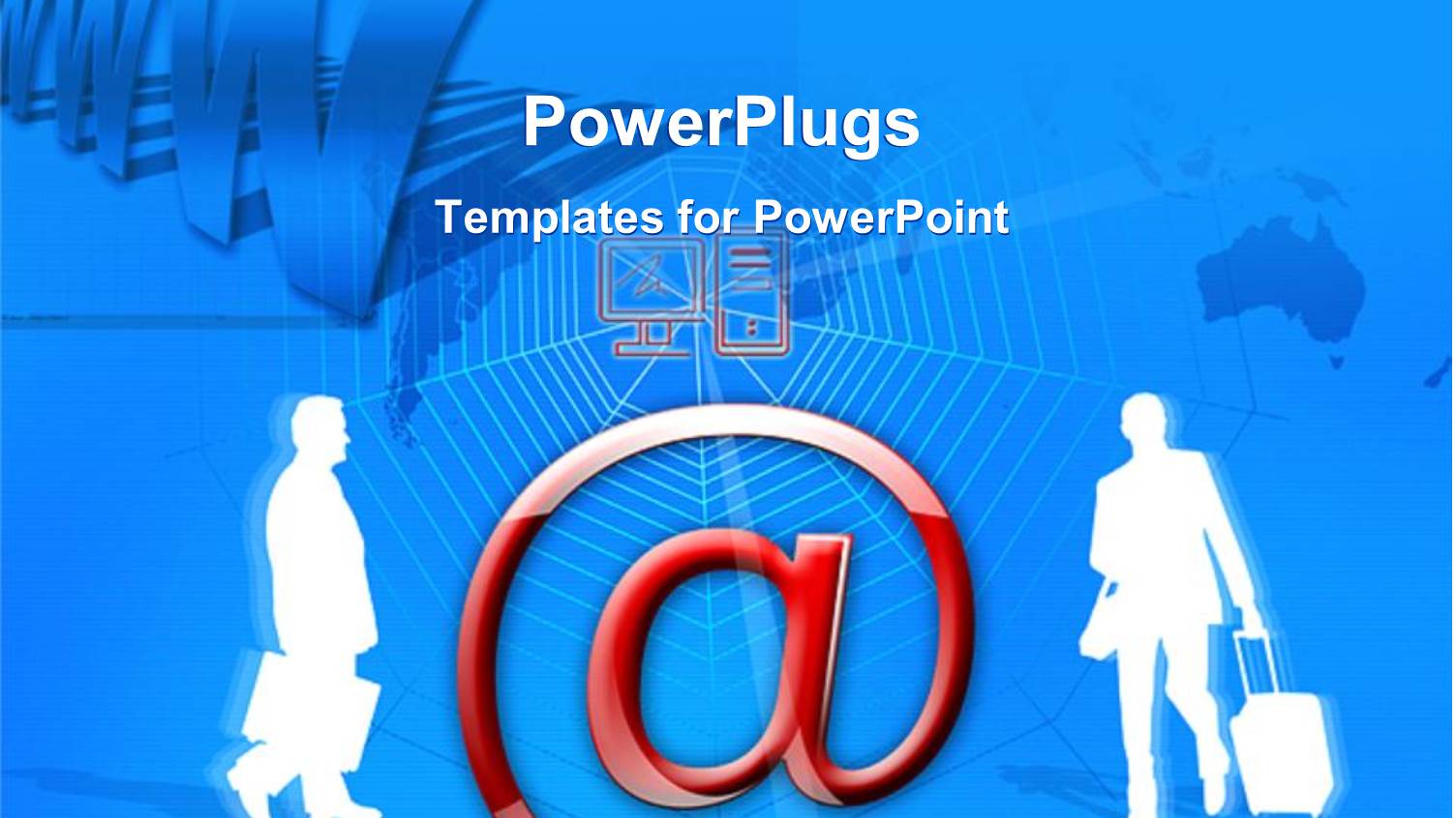 Two Human Characters Holding Briefcases and a large @ Symbol