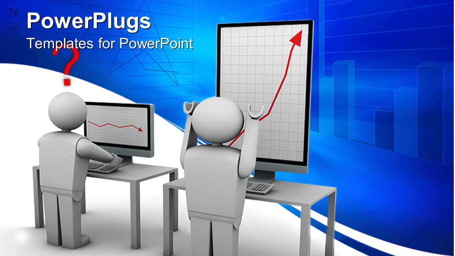 Two Human Figures Drawing a Chart on a Graph