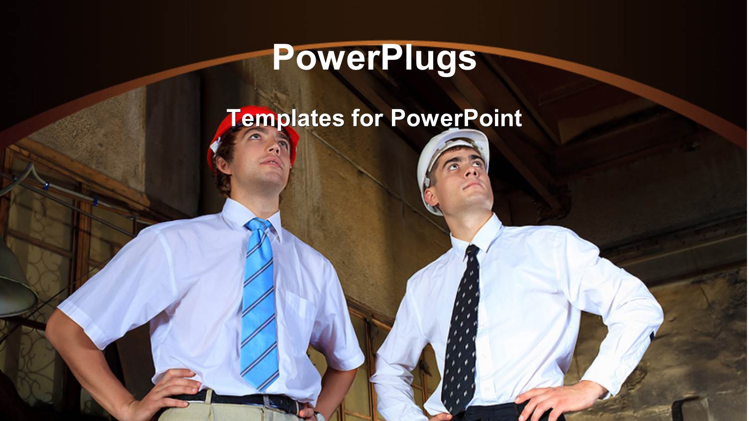 Two Industrial Engineers Wearing Protective Helmets in Old Manufacturing Building