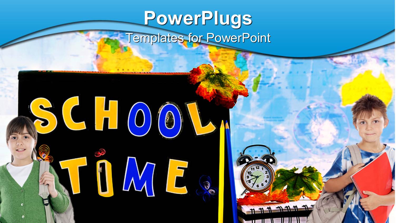 Two Kids Holding Bags and One of them also Holding an Apple