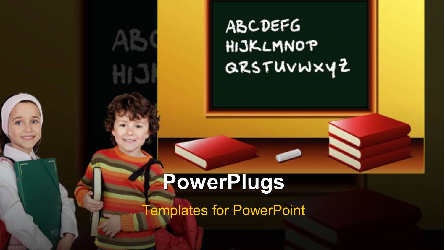 Two Kids in the School with a Lot of Books in the Background