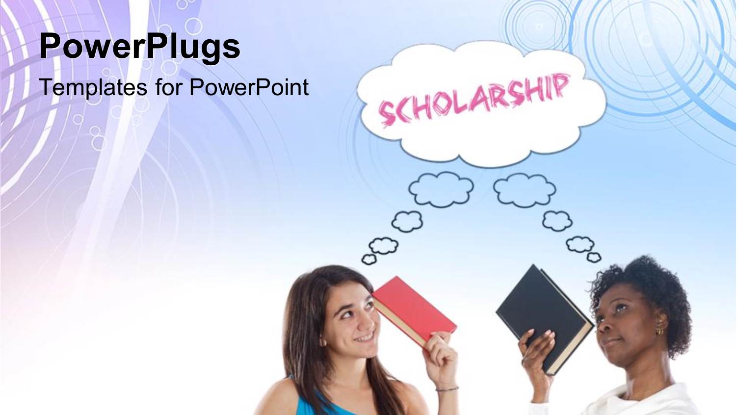 Two Ladies Holding Up Books and Thinking about Scholarship