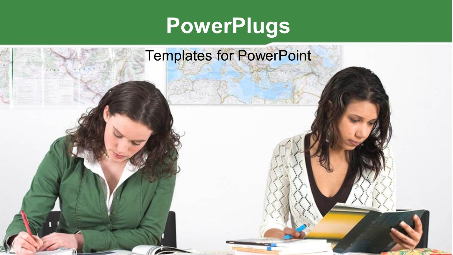 Two Ladies Reading Books on a Yellow Reflective Table