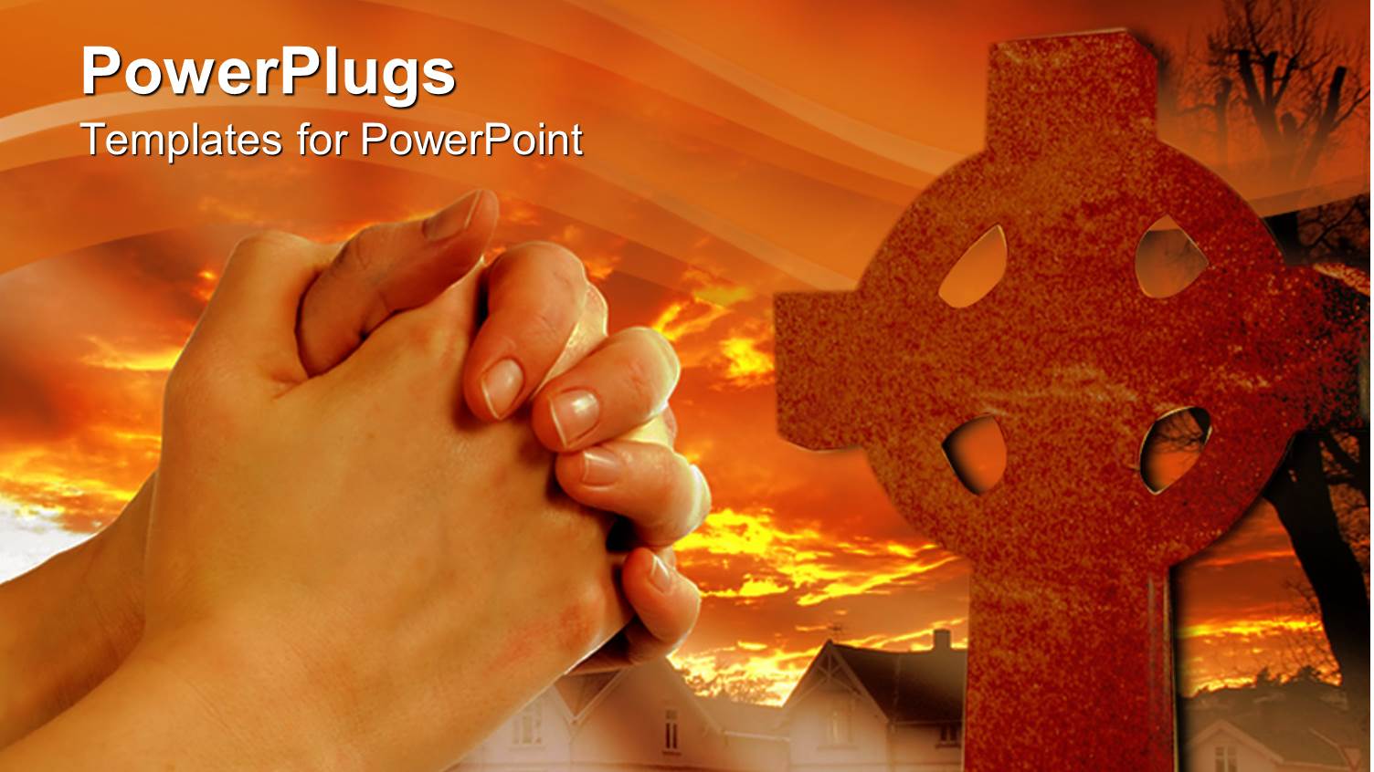 Two large Hands Clasped Together with a large Cross