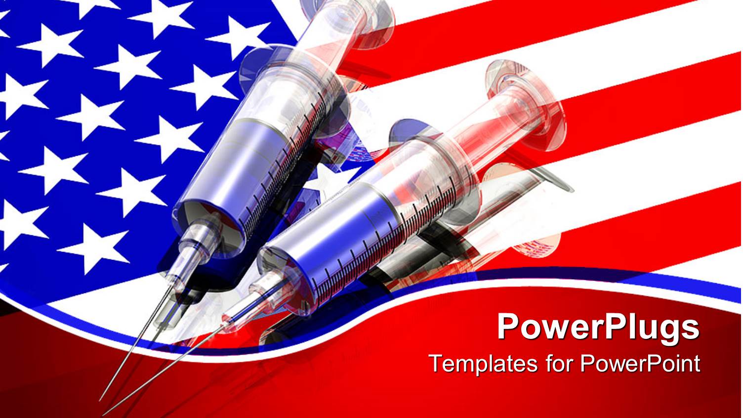 Two large Syringes Filled O Top of an American Flag