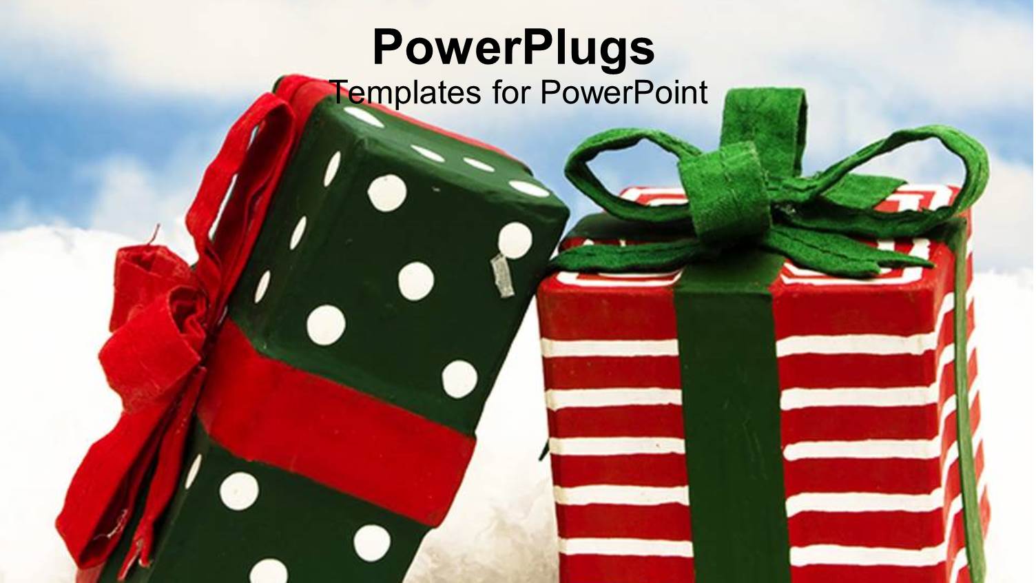 Two large Wrapped Green and Red Colored Gift Packs