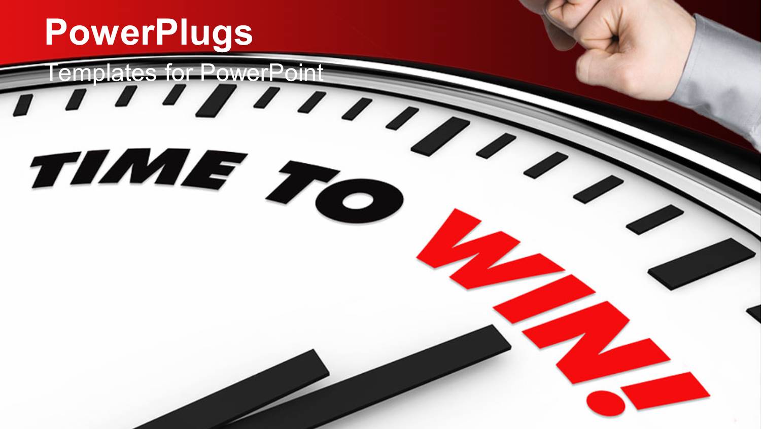 Two Men Hands United Over a Clock with Words Time to Win