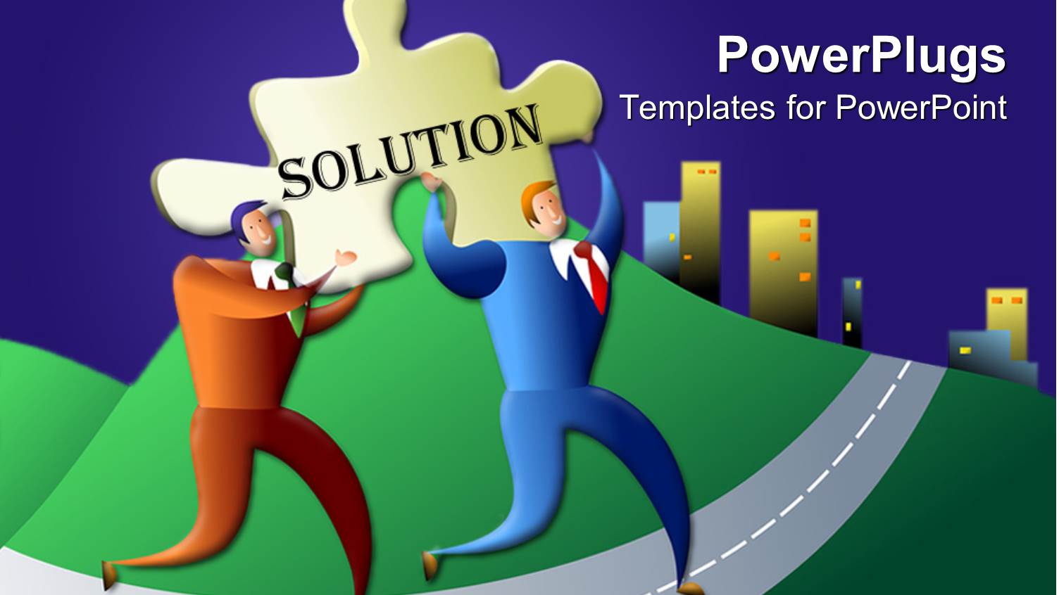 Two Men Running with a Tile that Spells Out the Word 