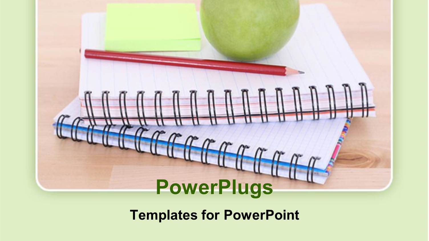 Two Open Note Books with a Red Pencil and an Apple