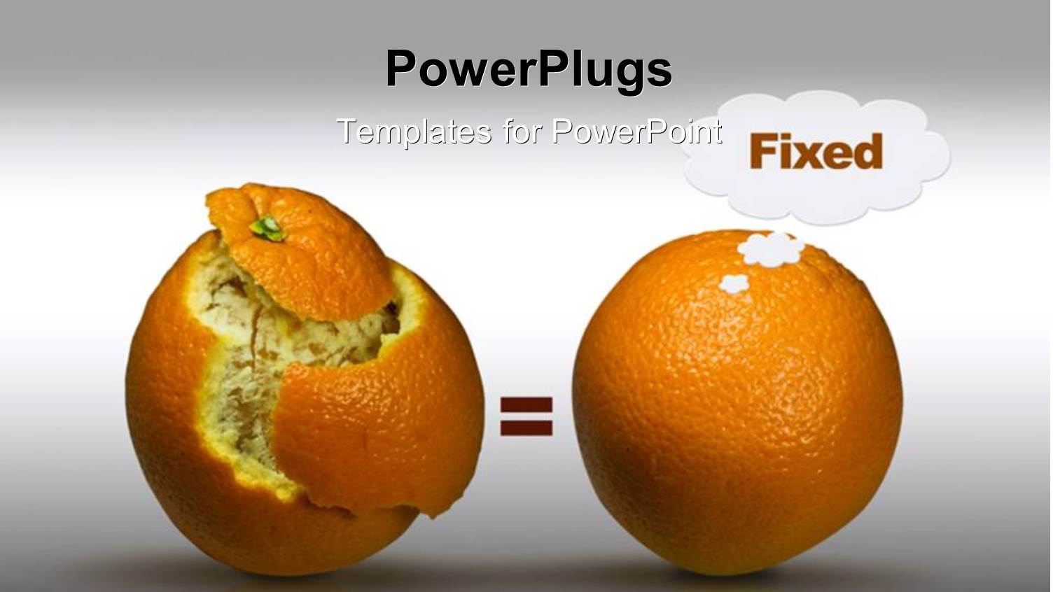 Two Oranges One with Pealed Skin and Greyish Background