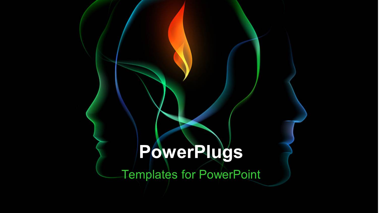 Two Overlapping Human Head Outlines with Orange Flame in Center