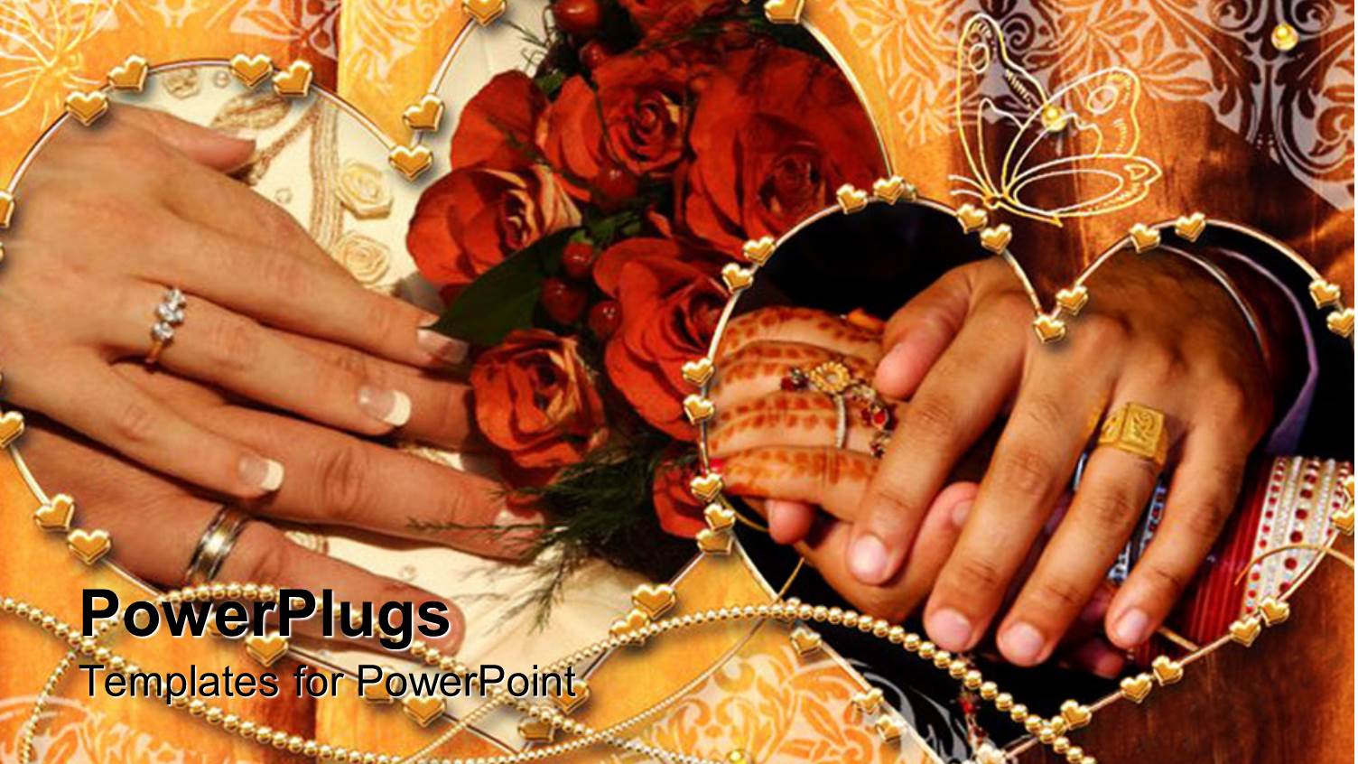 Two Pair of Hands with Newly Wed Wedding Rings