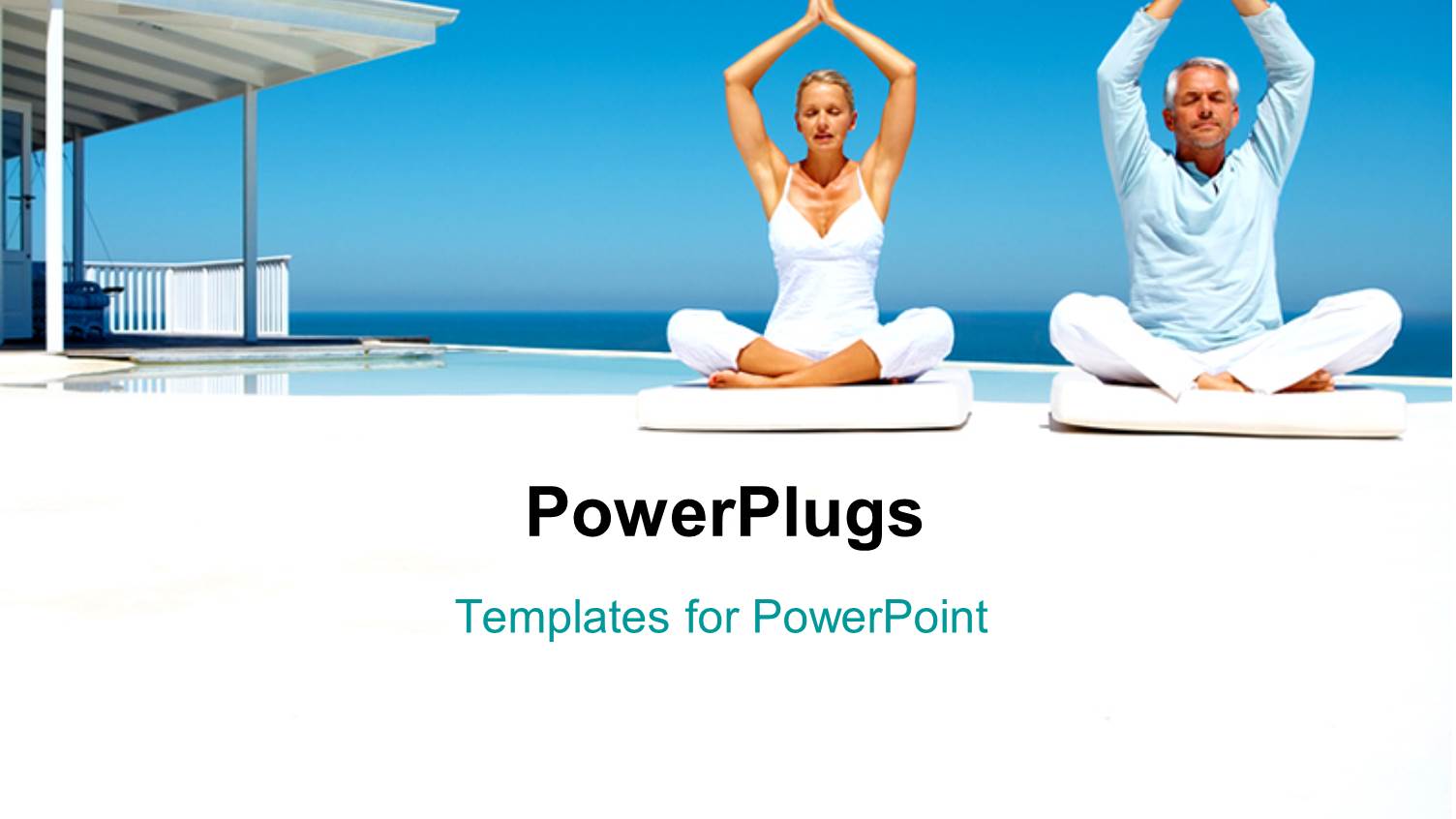 Two People Doing Yoqa with Sky in the Background