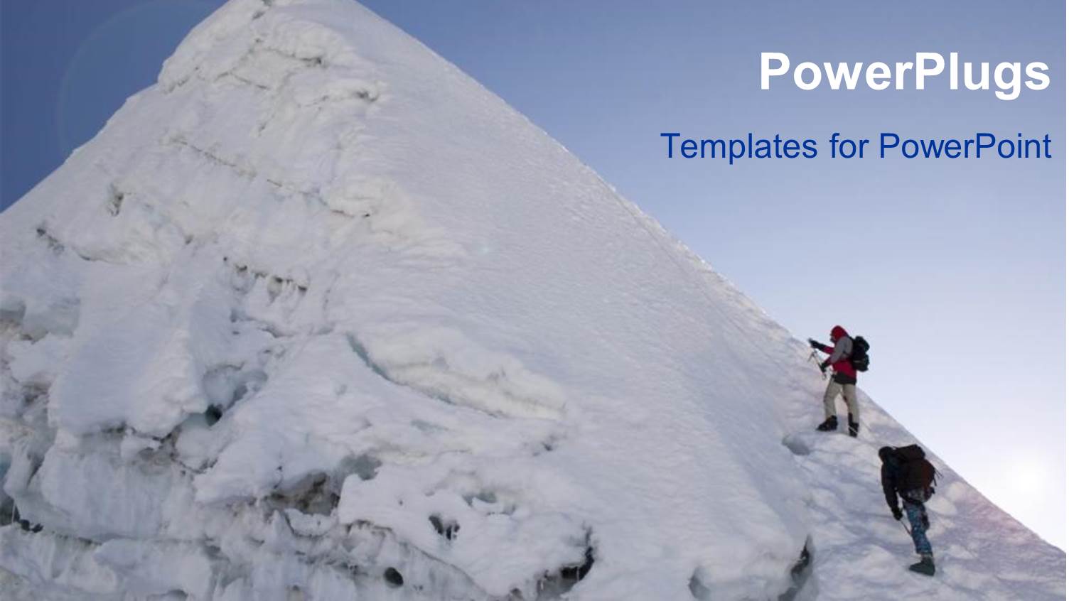 Two People Geared Up to Climb a Snow Covered Mountain