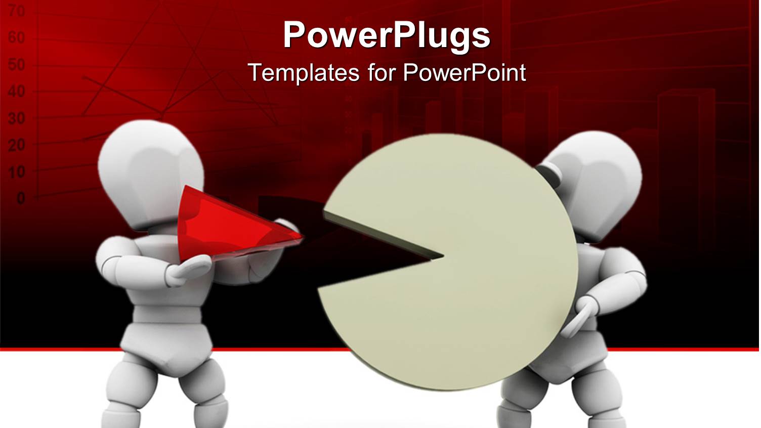 Two People Handling the Pie Chart with Reddish Background