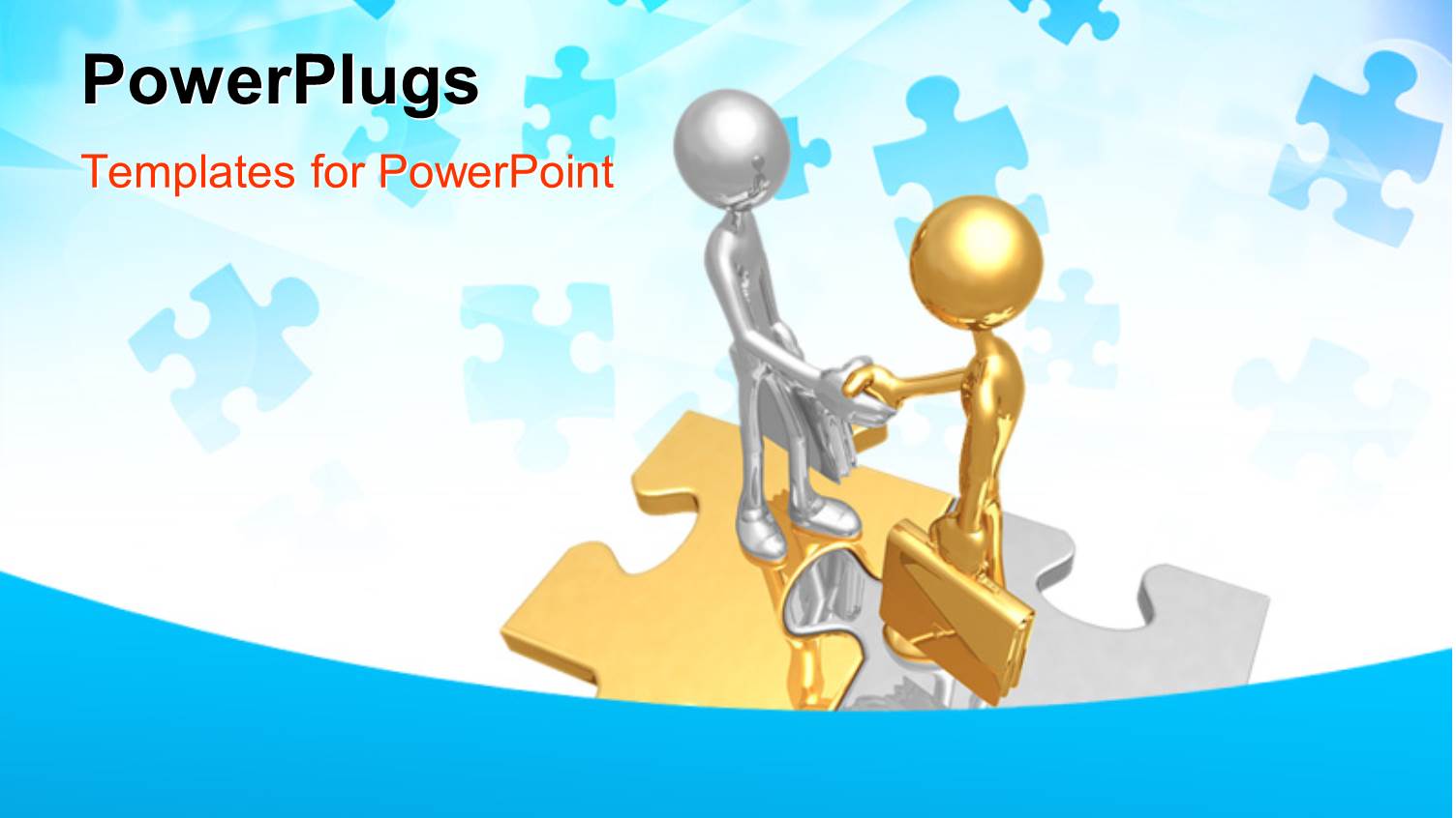 Two People Shaking their Hands with Puzzle Pieces in the Background