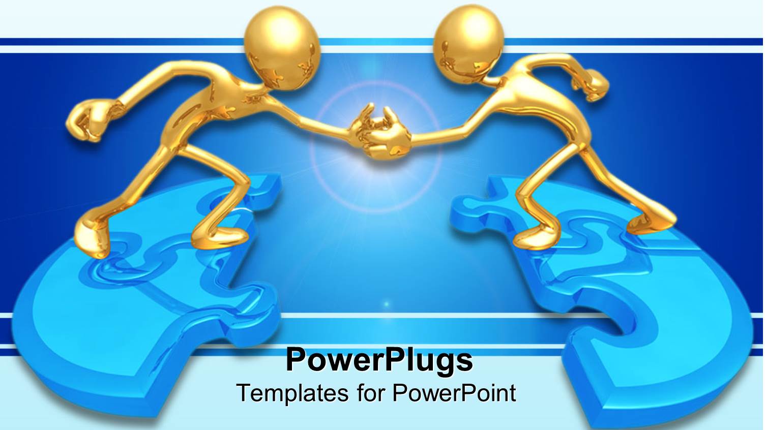 Two People on Various Puzzle Pieces