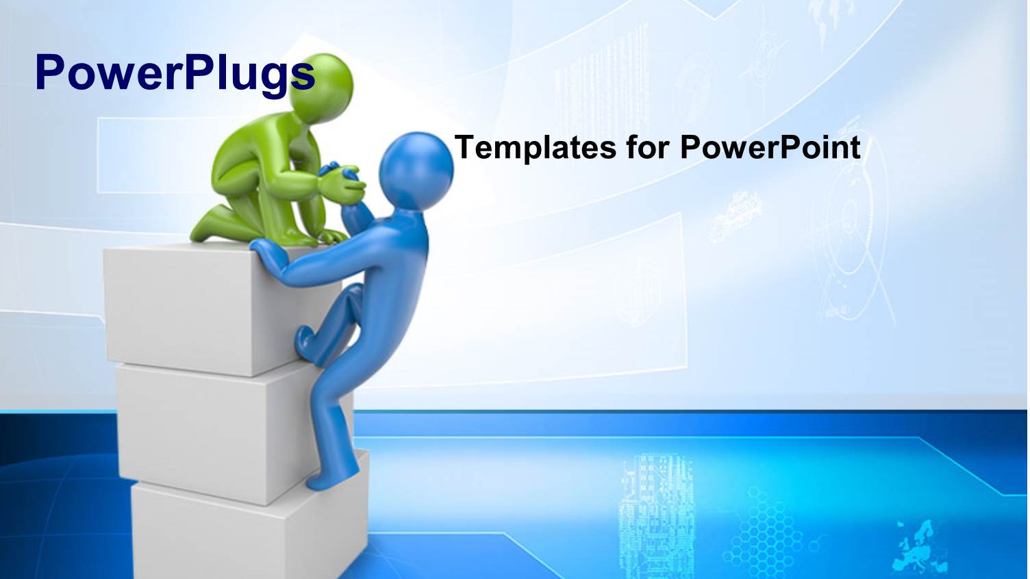 Two Persons Helping Each other with Bluish Background