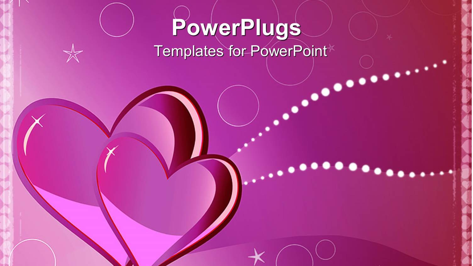 Two Pink Hearts in Elegant Pink Background with White Stars