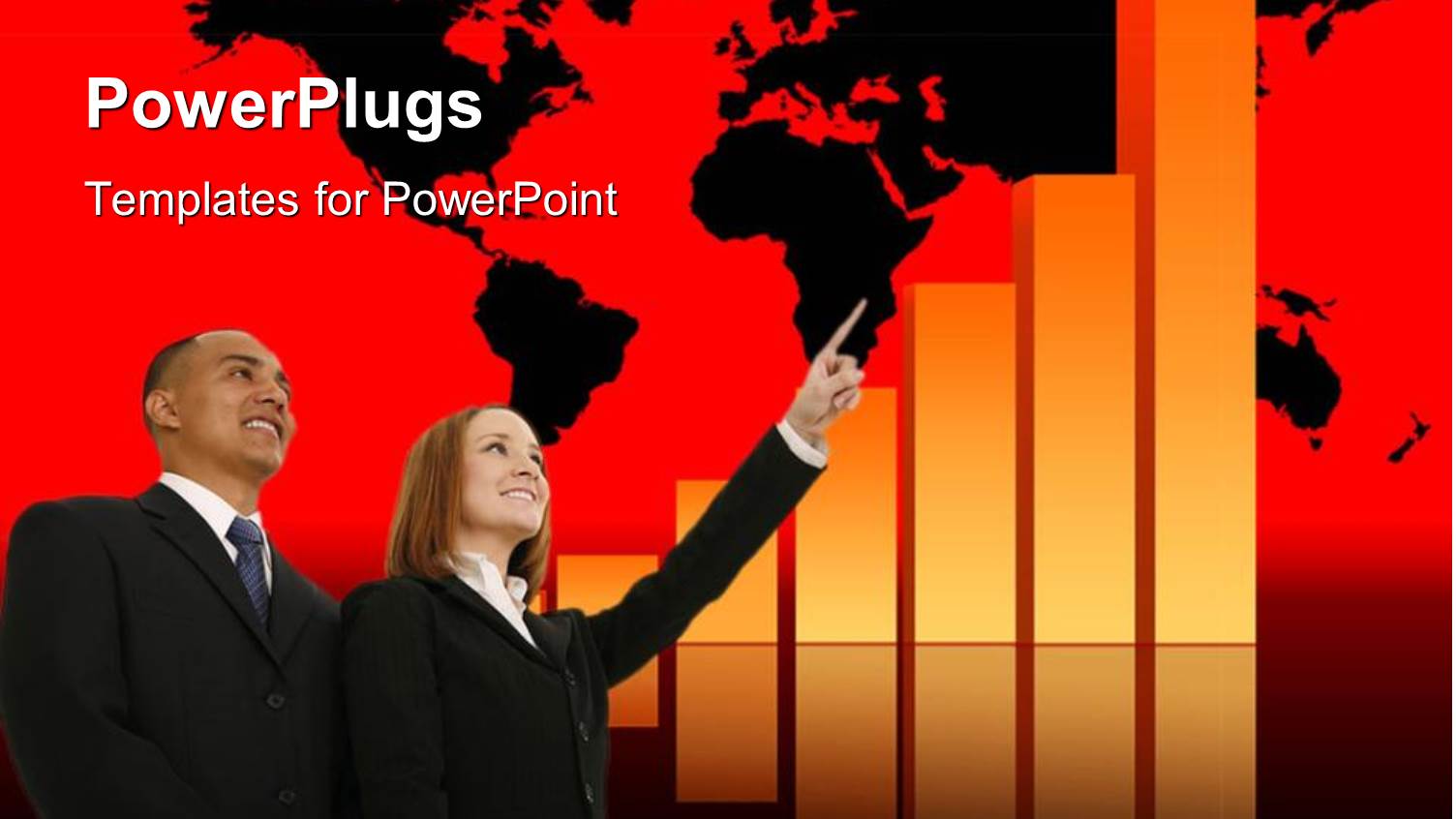 Two Professionals with Map of the Earth in the Background