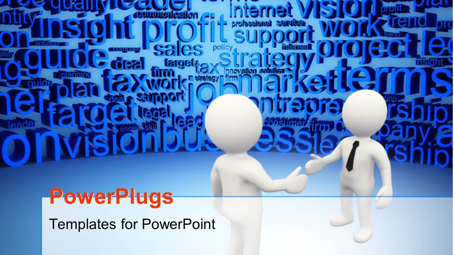 Two Professionals with a Number of Words in the Background