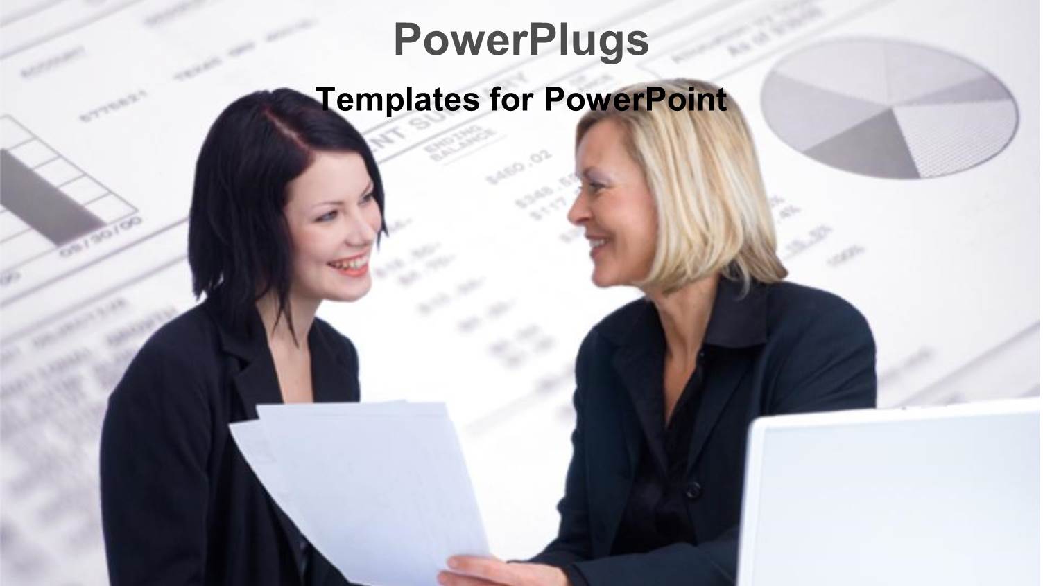 Two Professionals with a Pie Chart in the Background