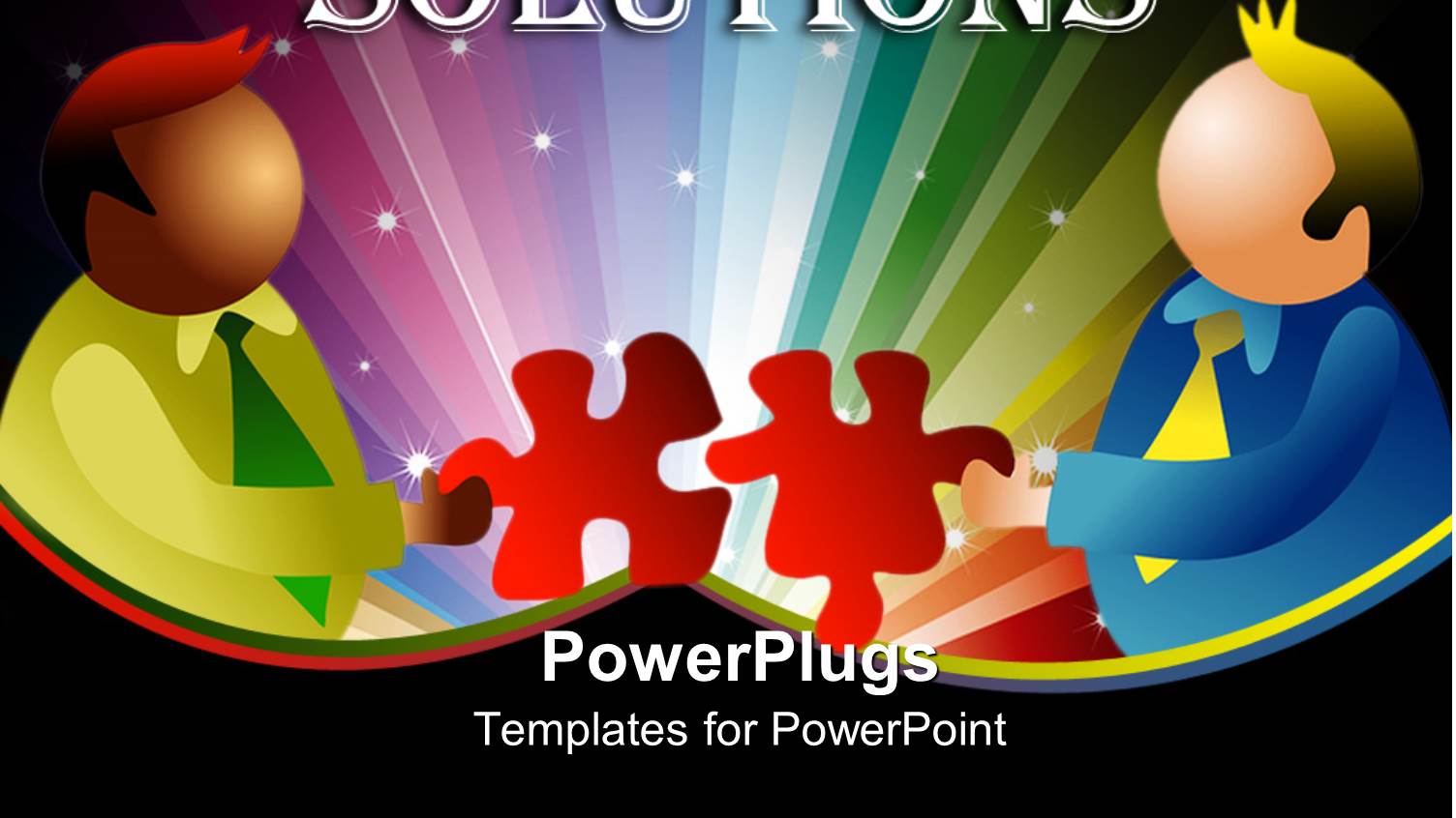 Two Puzzle Pieces with Colorful Background and Place for Text