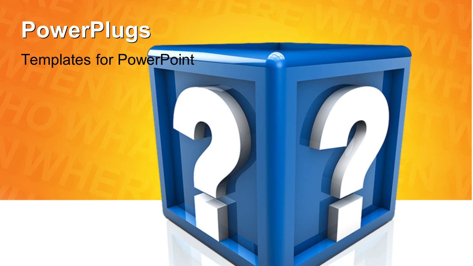 Two Question Mark on a 3d Blue Cube with Orange Color