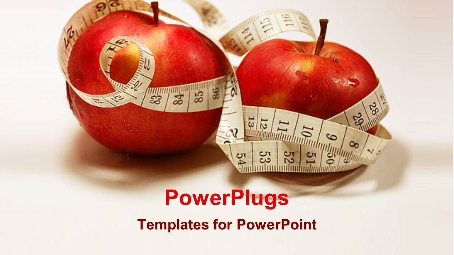 Two Red Apples with Measuring Tapes on a White Background