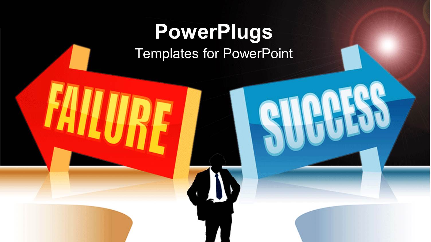 Two Red and Blue Colored Arrows with a Business Man