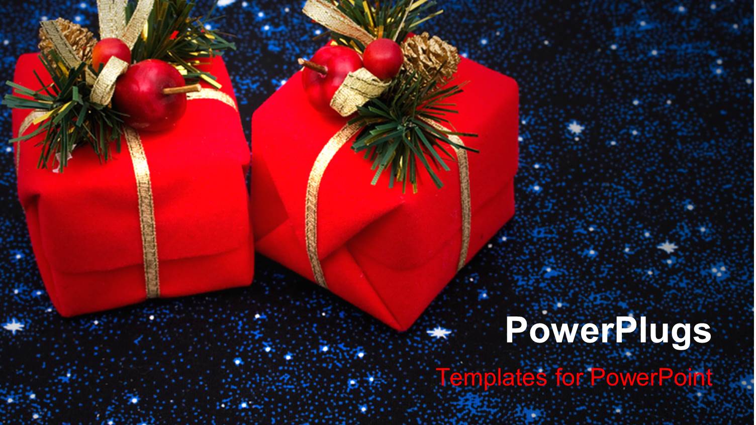 Two Red Wrapped Gifts with Christmas Ornaments on them