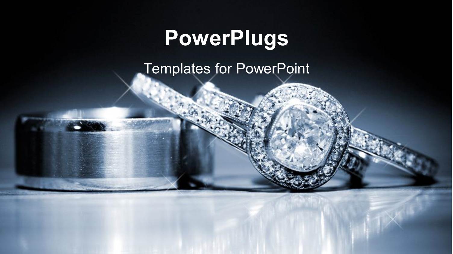 Two Shinning Diamond Studded Rings on a Reflective Surface