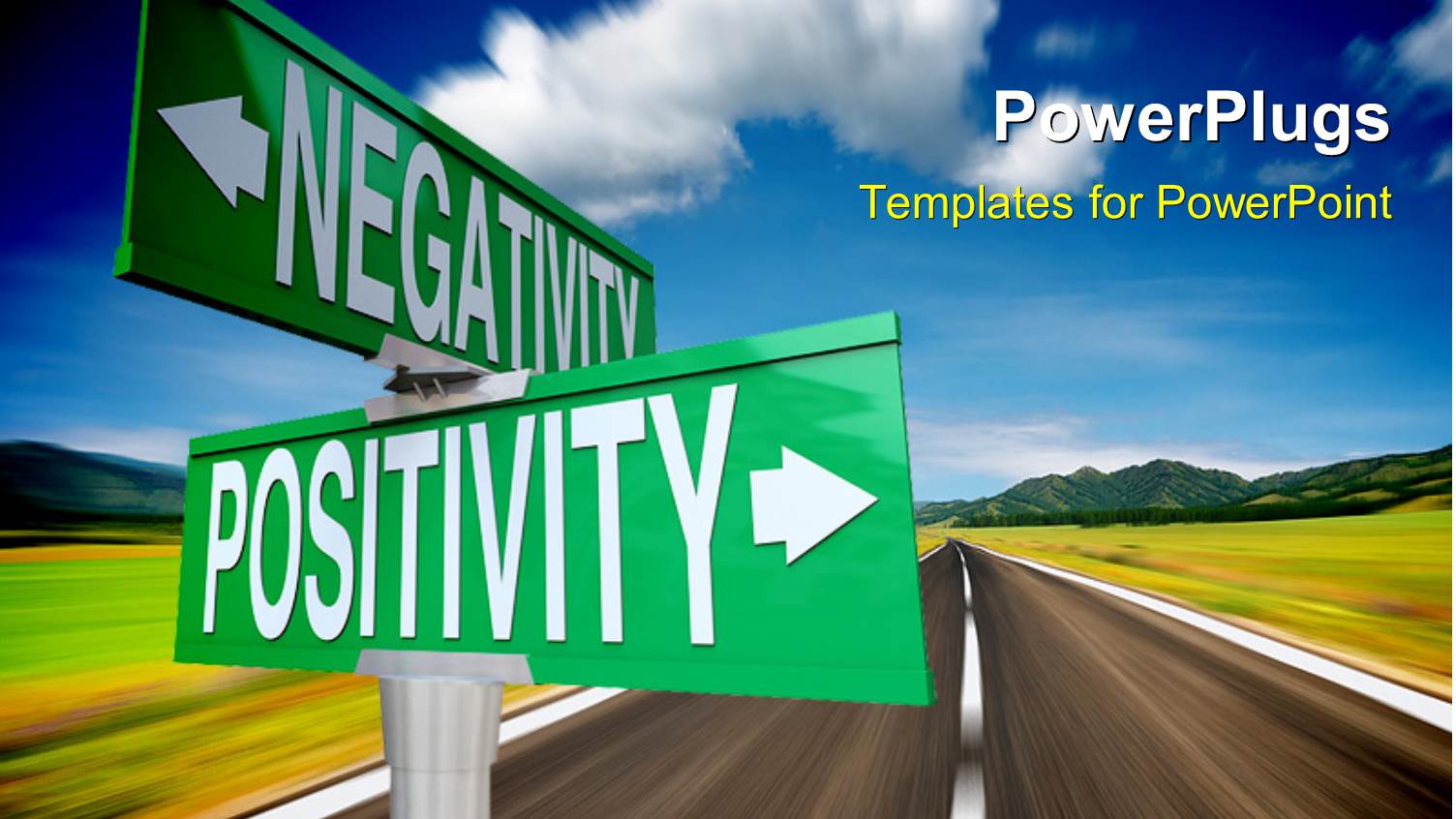 Two Signs with a Road and Clouds in Background