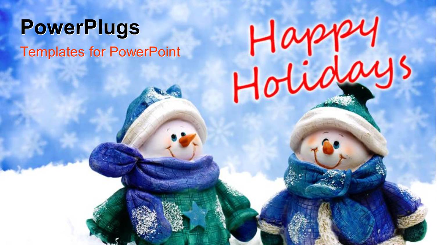 Two Snowman Spending Holidays with a Bluish Background