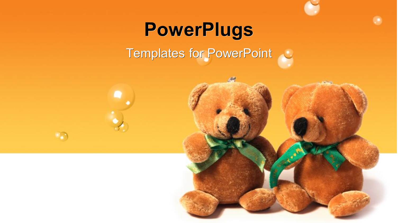 Two Teddy Bears Sitting on an Orange Colored Background