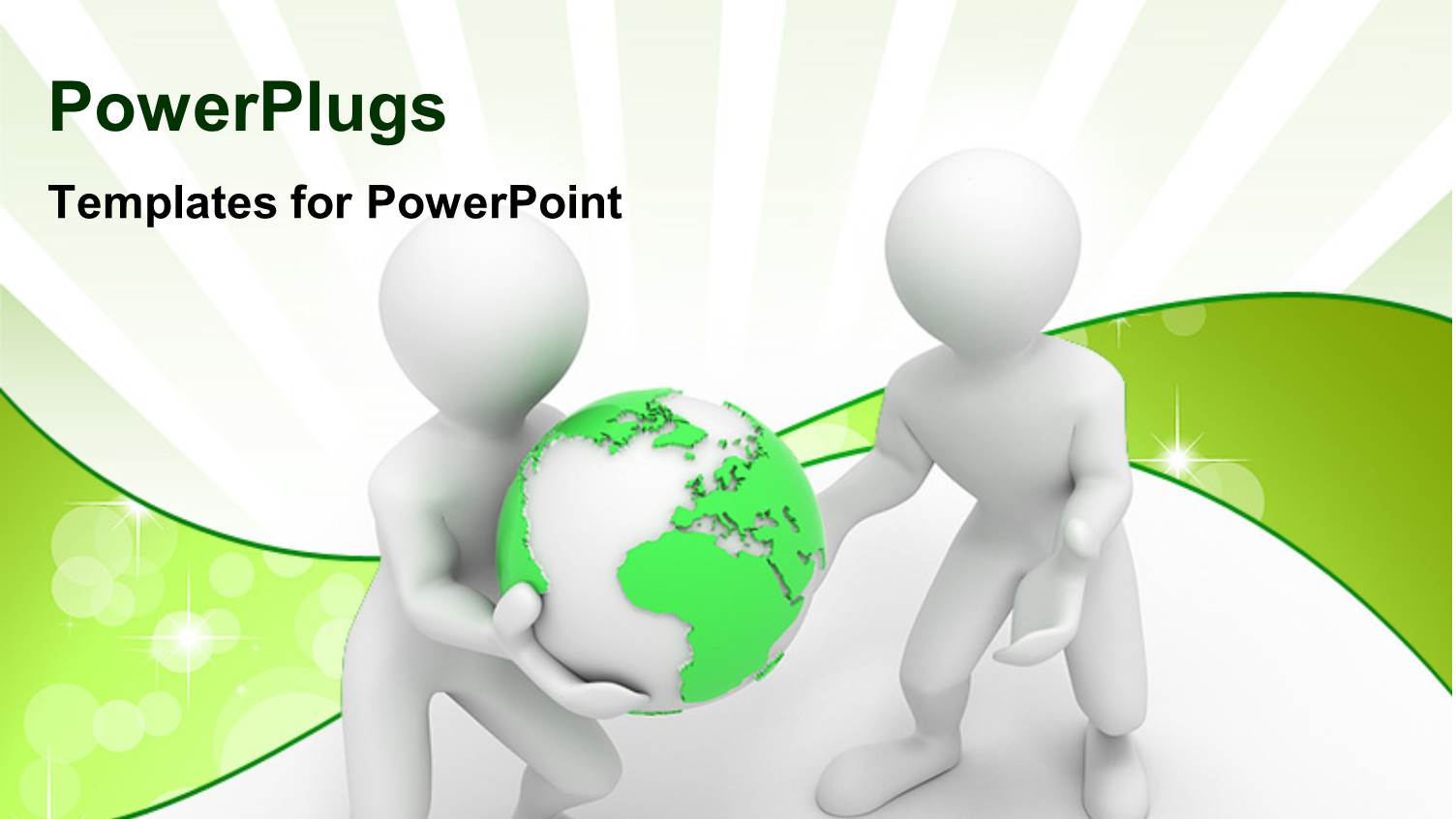 Two White 3D Characters Carrying a Green Earth Globe