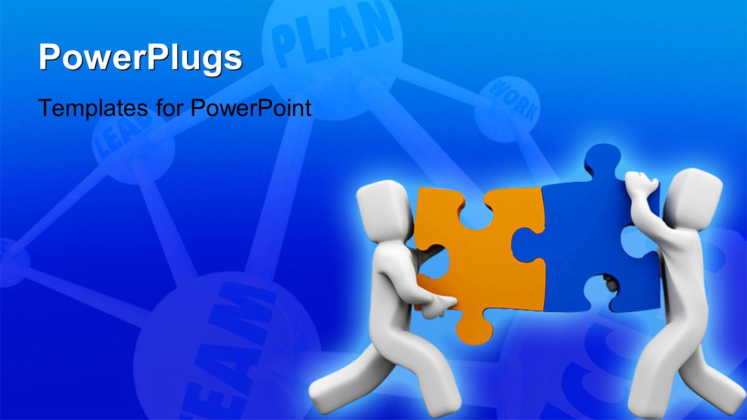 Two White Animated Human Figures Holding Two Puzzle Pieces