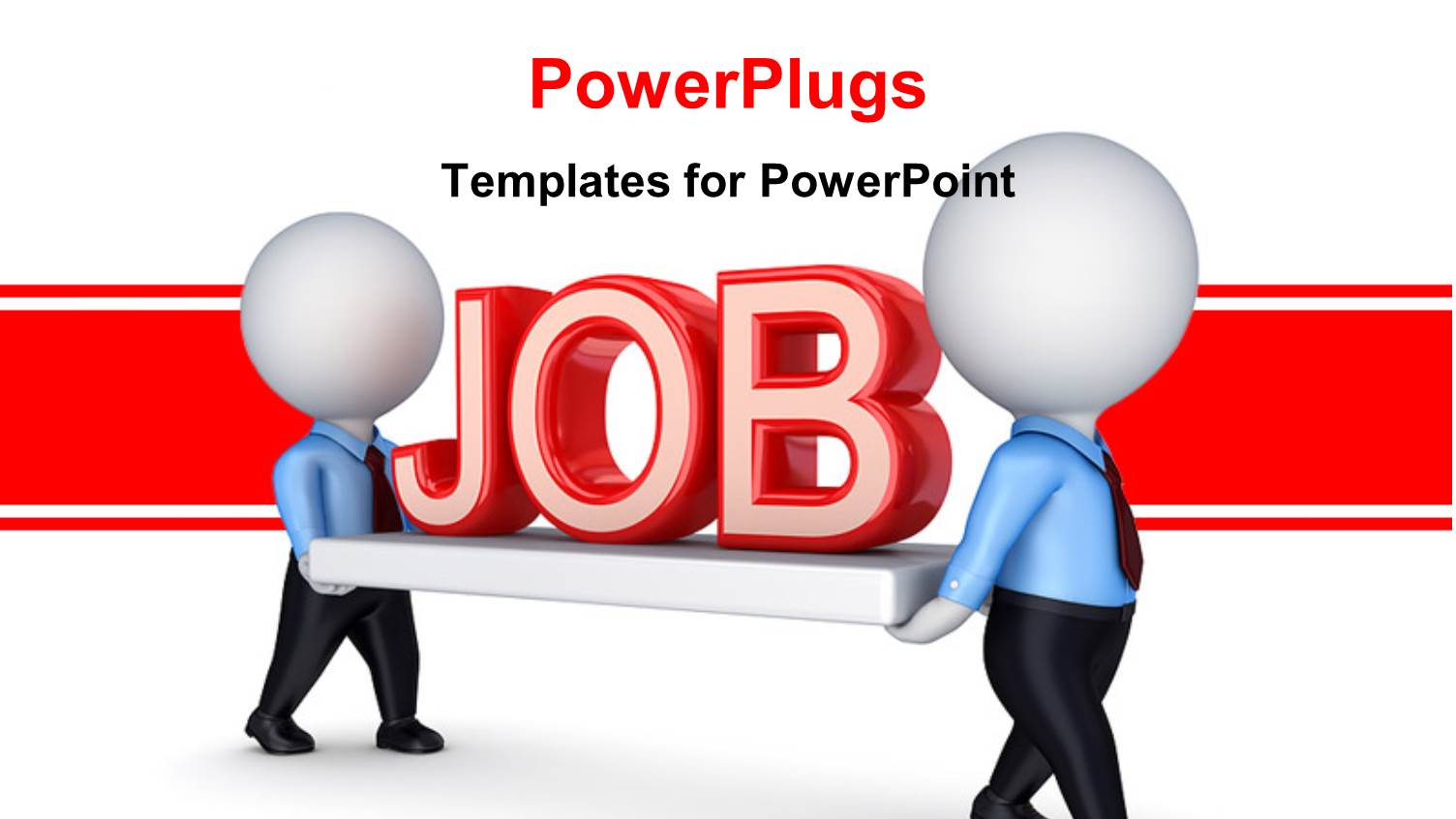 Two White Figures Carrying Word Job in Three Dimensional Red Letters