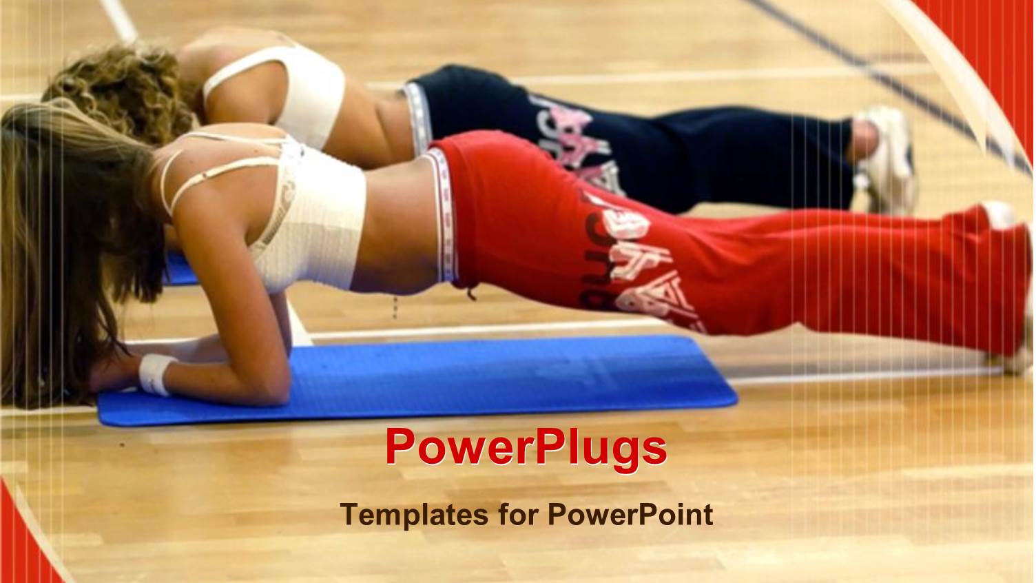 Two Women Doing Push-ups in Gym, Aerobics, Fitness, Exercise