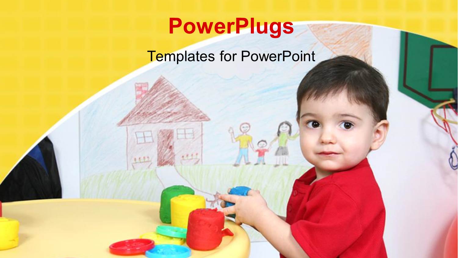 Two Year Old Boy Playing with Colorful Dough Depicting Kids Learning with Drawings