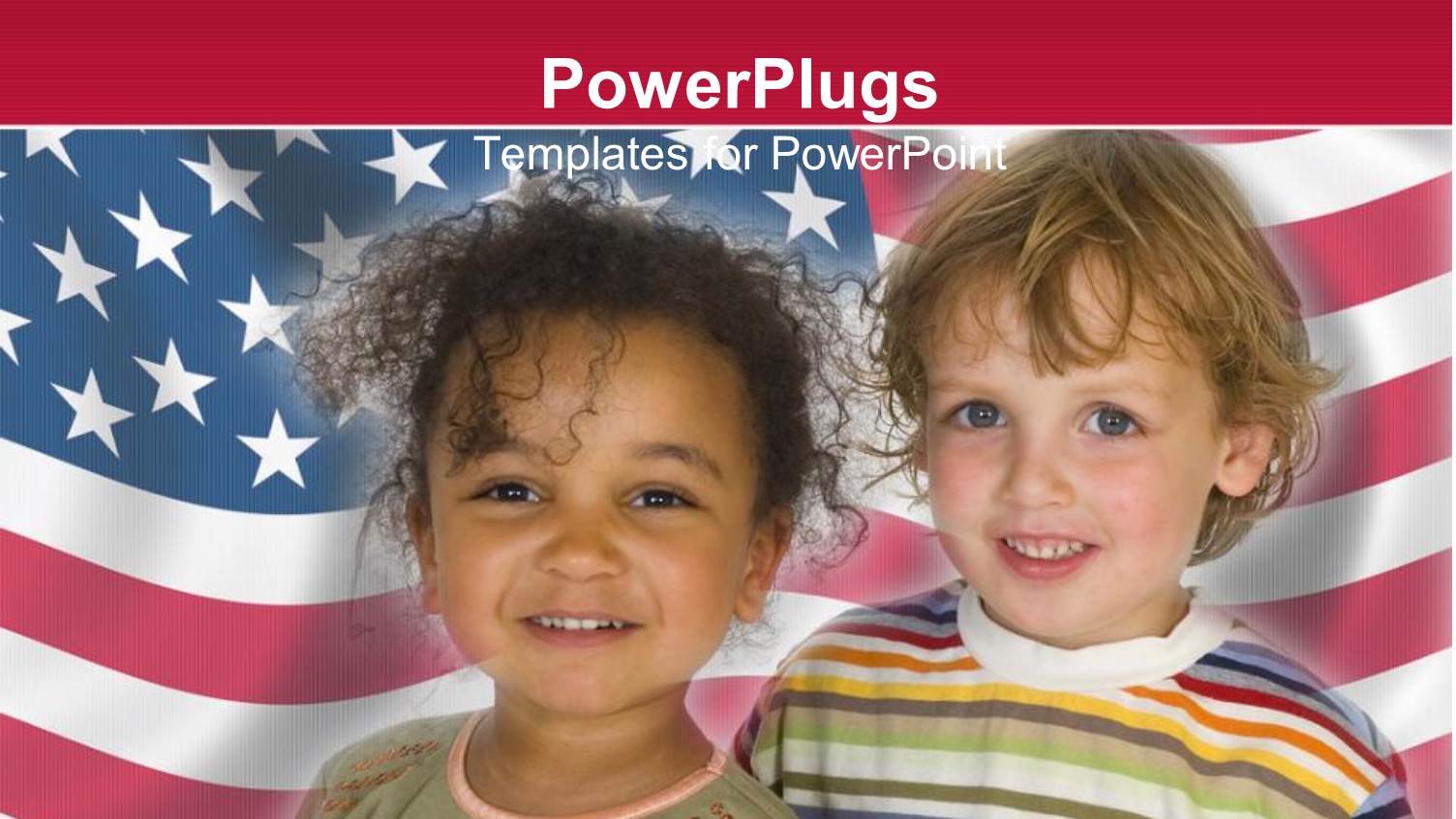 Two Young Children Smiling Over a Usa Flag Background