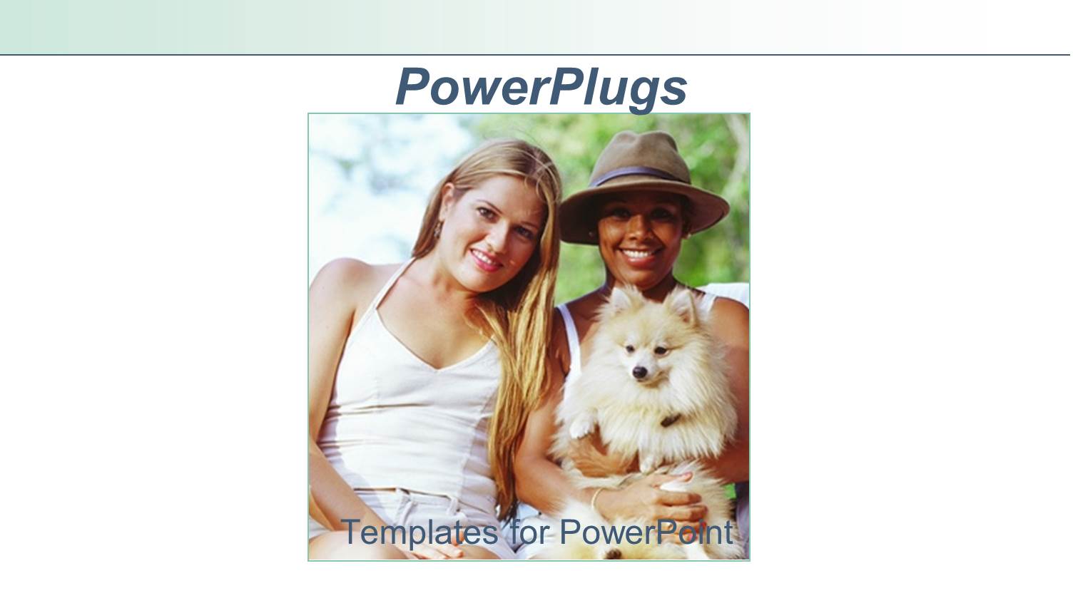 Two Young Women with Hat and Dog on Lap