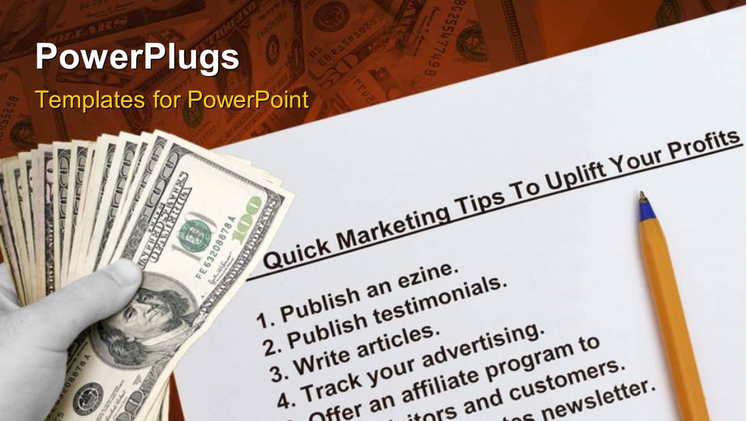 a Umber of Dollars with a Number of Tips in Background