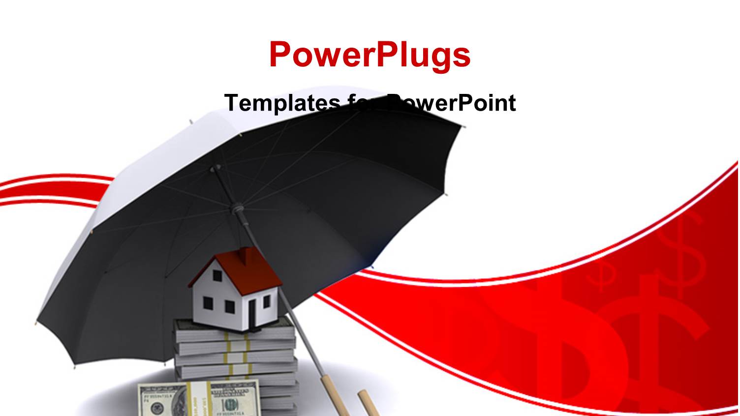 Umbrella Protecting House and Stack of Dollar Bills Depicting Real Estate Business